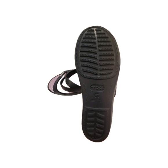 Crocs Size 10  Heeled Patricia Sandals Blue With  Purple Insoles - Picture 8 of 8